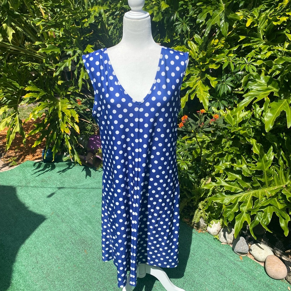 Blue Sleeveless V-Neck Midi Sundress